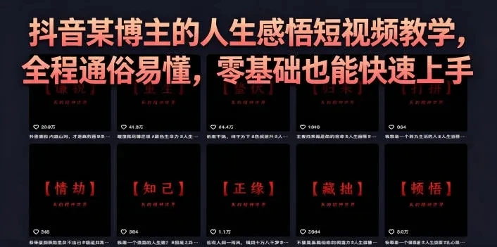 抖音某博主的灰太狼人生感悟短视频教学,全程通俗易懂,零基础也能快速上手-啥好玩测试站点
